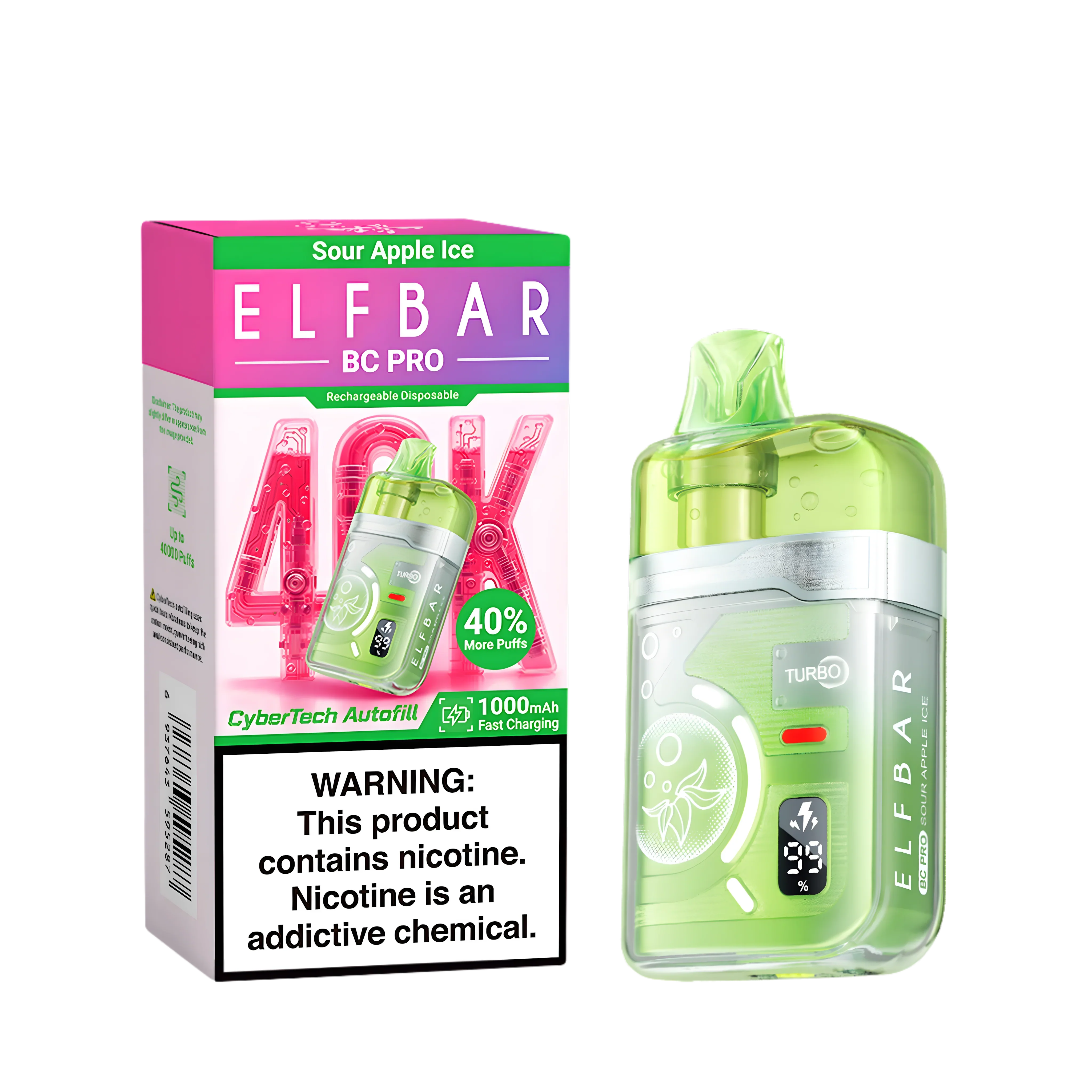 Elf Bar BC 40000 Pro – 40,000 puffs, 17 ml, turbo mode, adjustable airflow, USB-C rechargeable (18+)