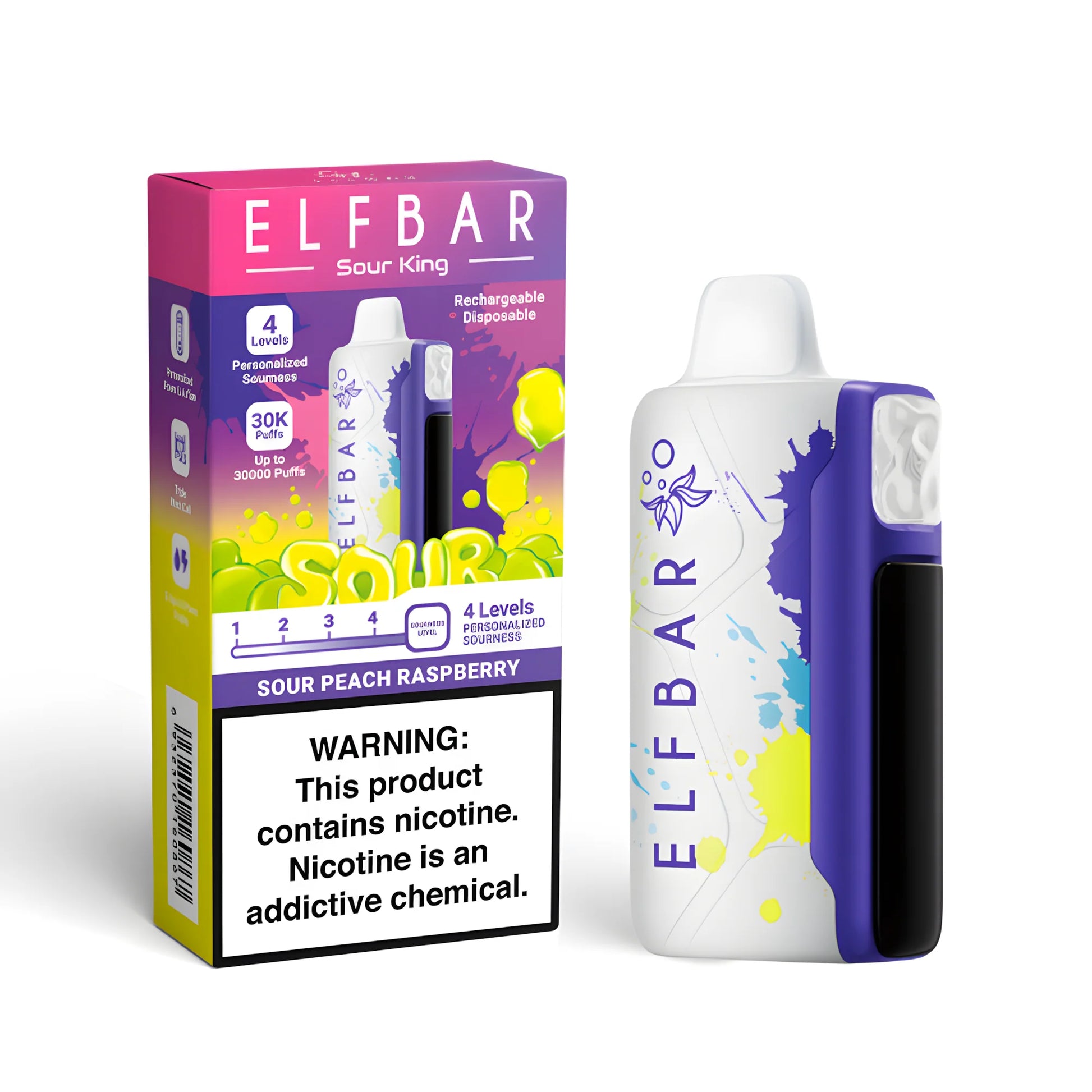 ELF BAR Sour King 40000 Sour Peach Raspberry 5% - product photo