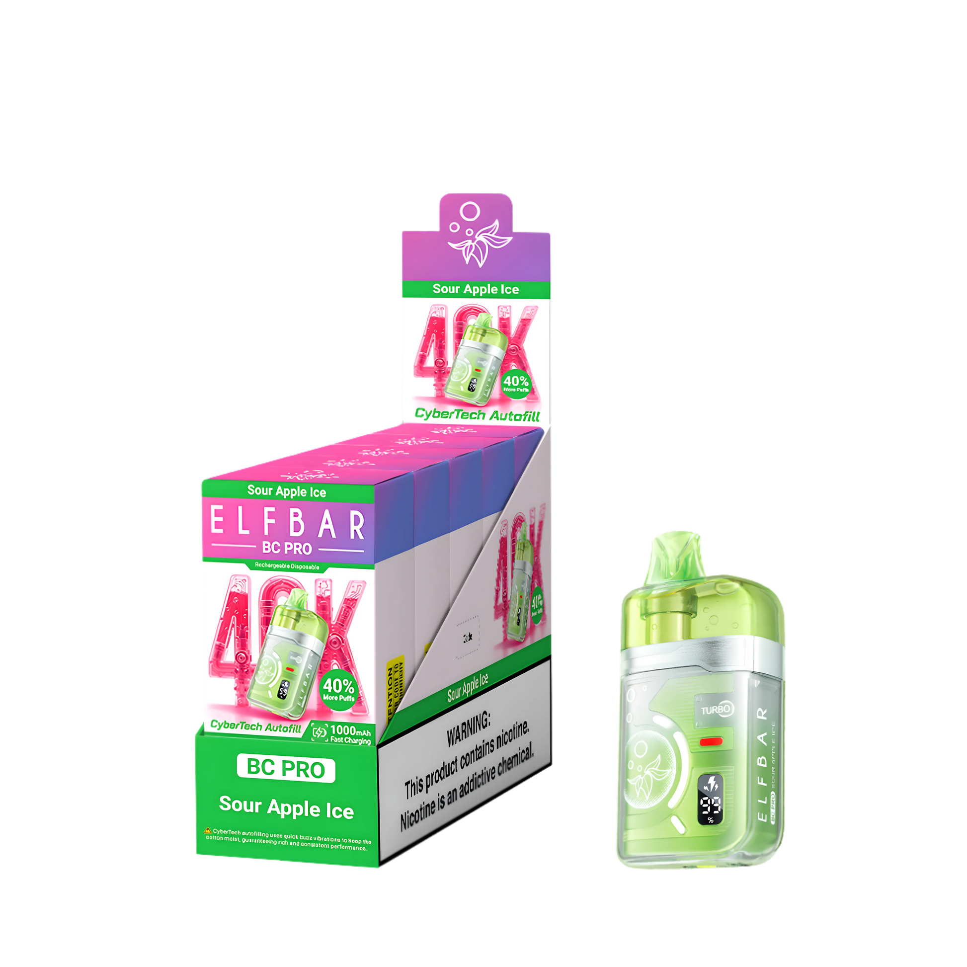 Elf Bar BC40000 Pro Sour Apple Ice 5% - packaging
