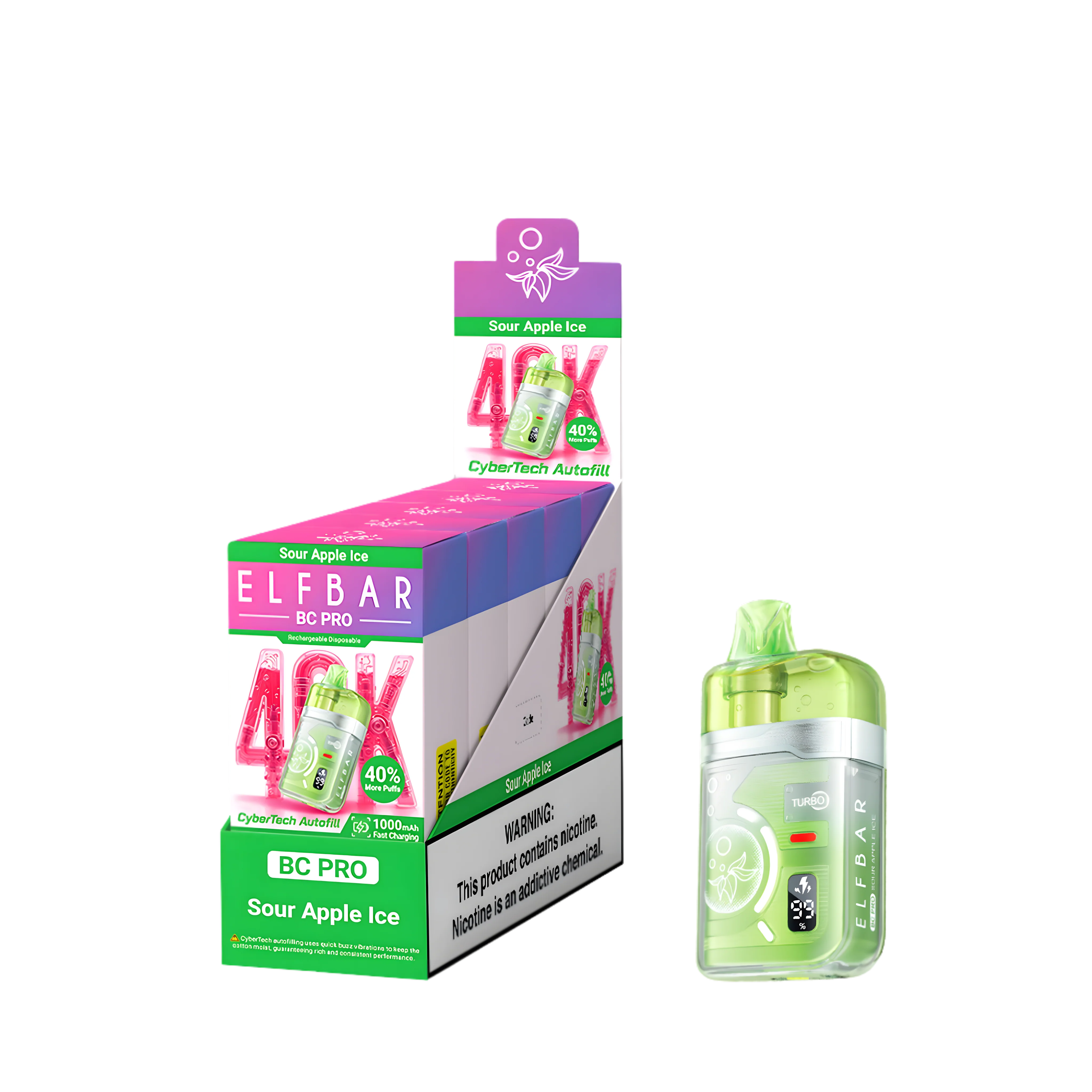 Elf Bar BC40000 Pro Sour Apple Ice 5% - packaging