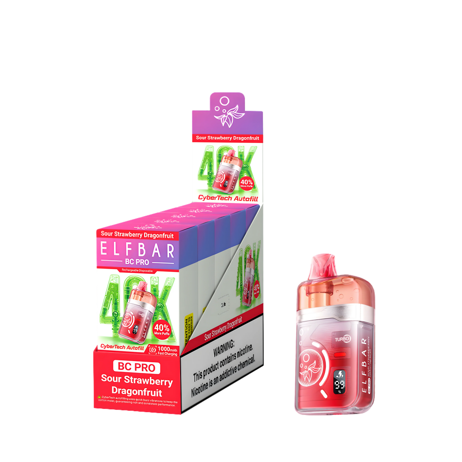 Elf Bar BC40000 Pro Sour Strawberry Dragonfruit 5% - packaging