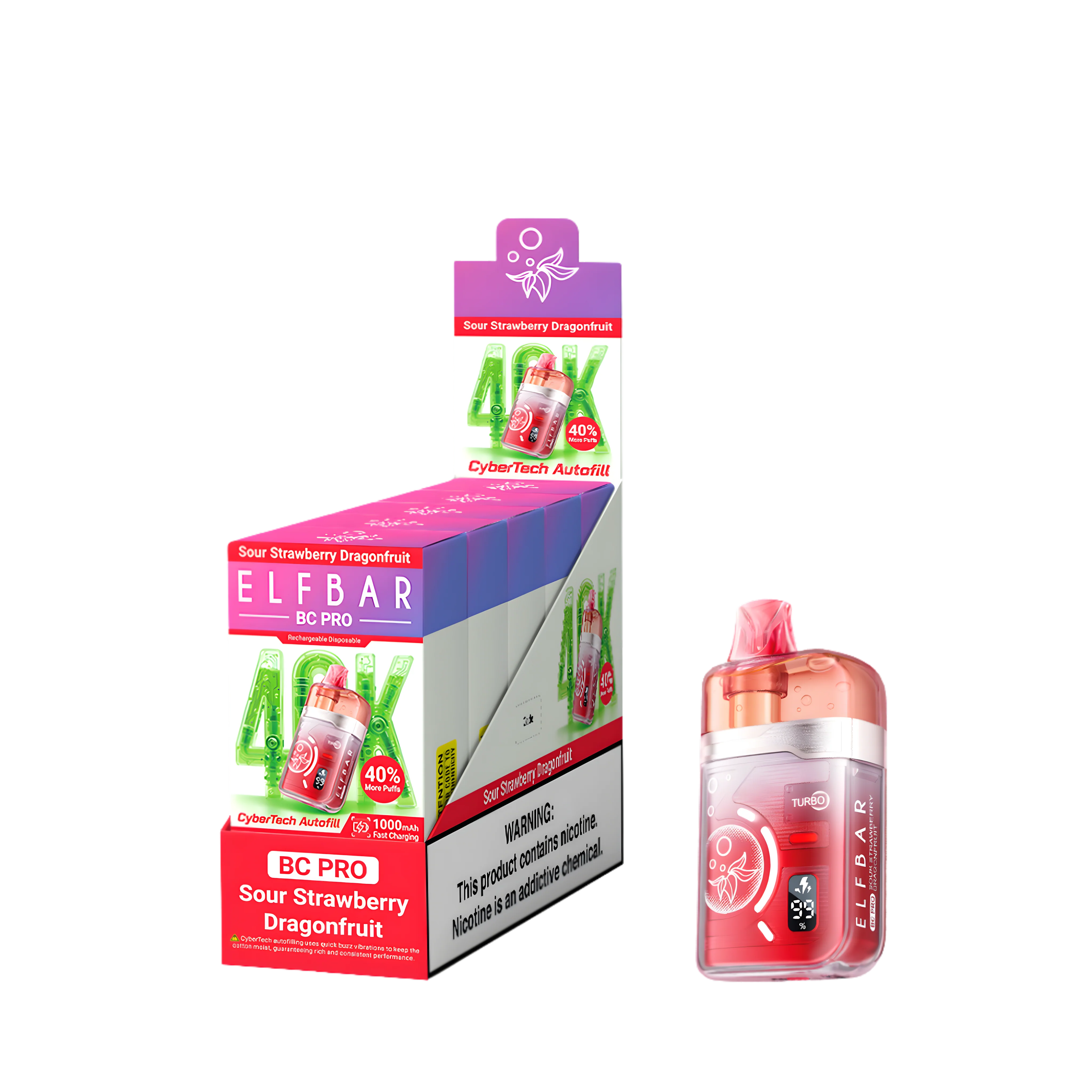 Elf Bar BC40000 Pro Sour Strawberry Dragonfruit 5% - packaging