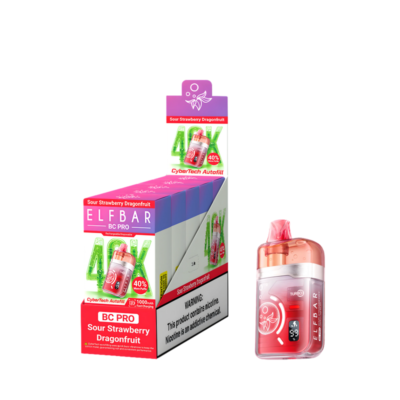 Elf Bar BC40000 Pro Sour Strawberry Dragonfruit 5% - packaging