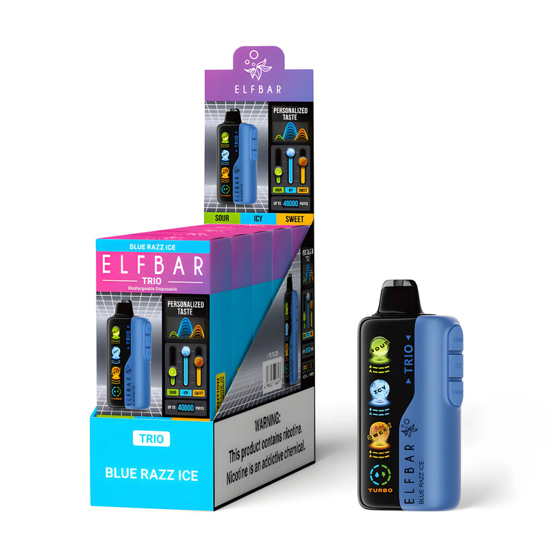 ELF BAR Trio 40000 Blue Razz Ice 5% nicotine - packaging (large box)
