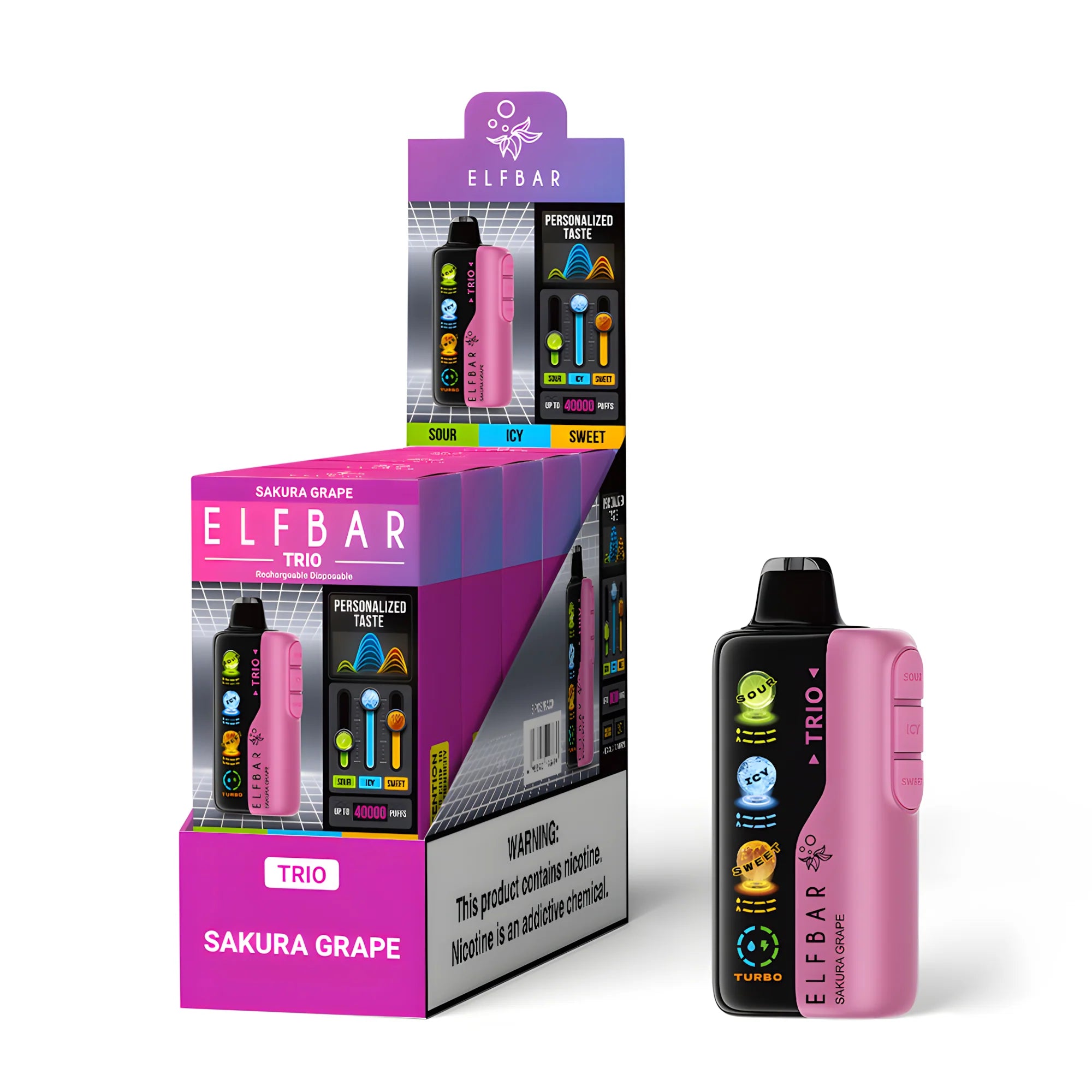 ELF BAR Trio 40000 Sakura Grape 5% nicotine - packaging (large box)