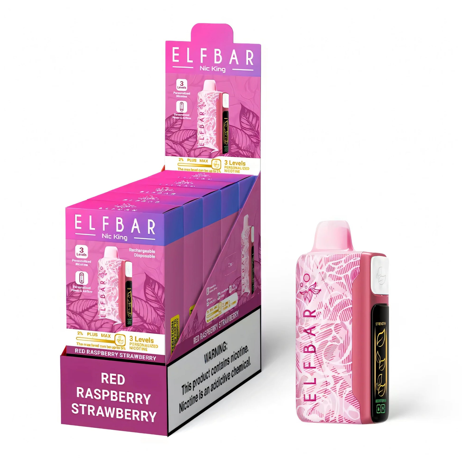 ELF BAR Nicotine King 40000 Red Raspberry Strawberry - product photo