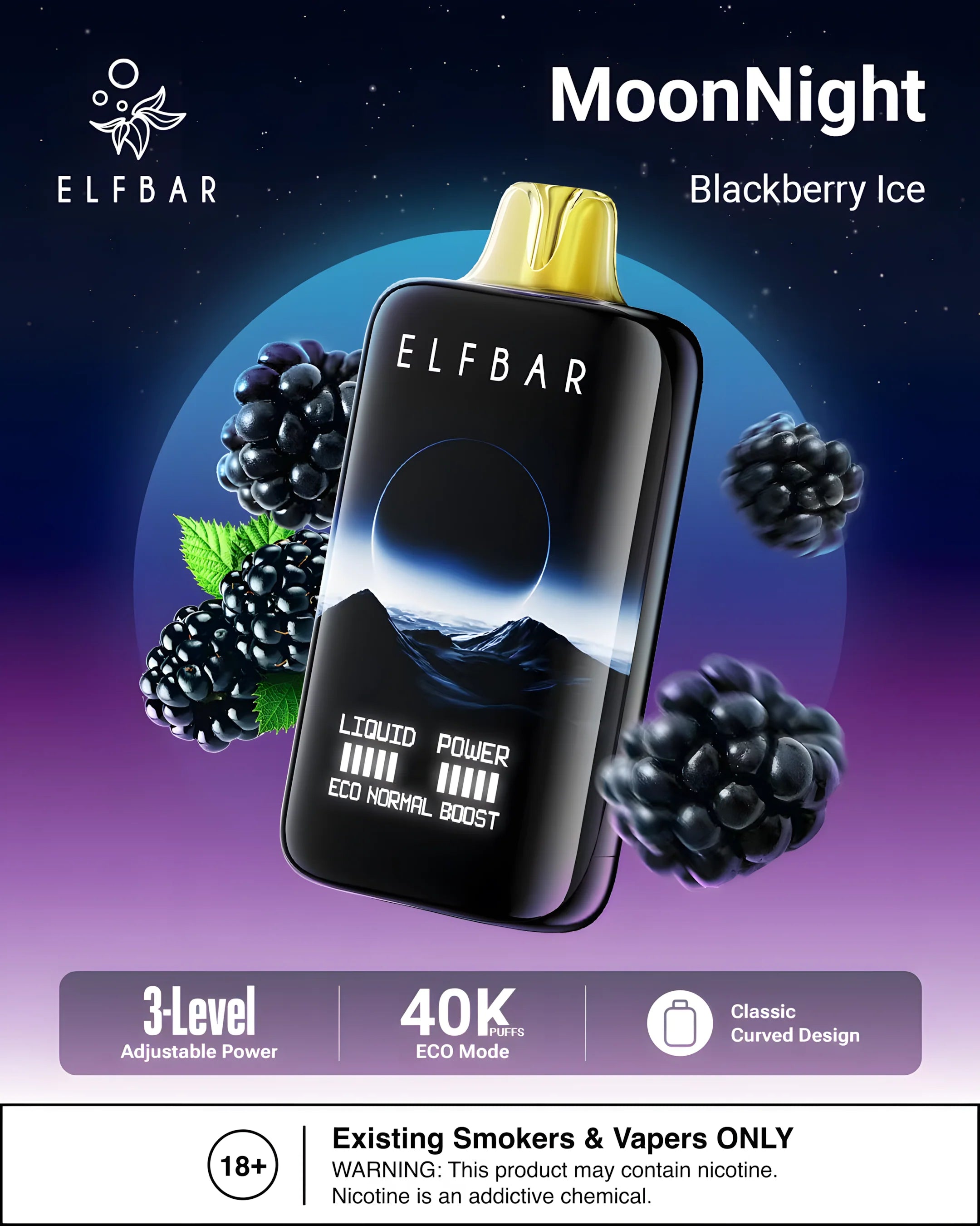 ELF BAR MOON NIGHT 40000 Blackberry Ice 5% - product photo