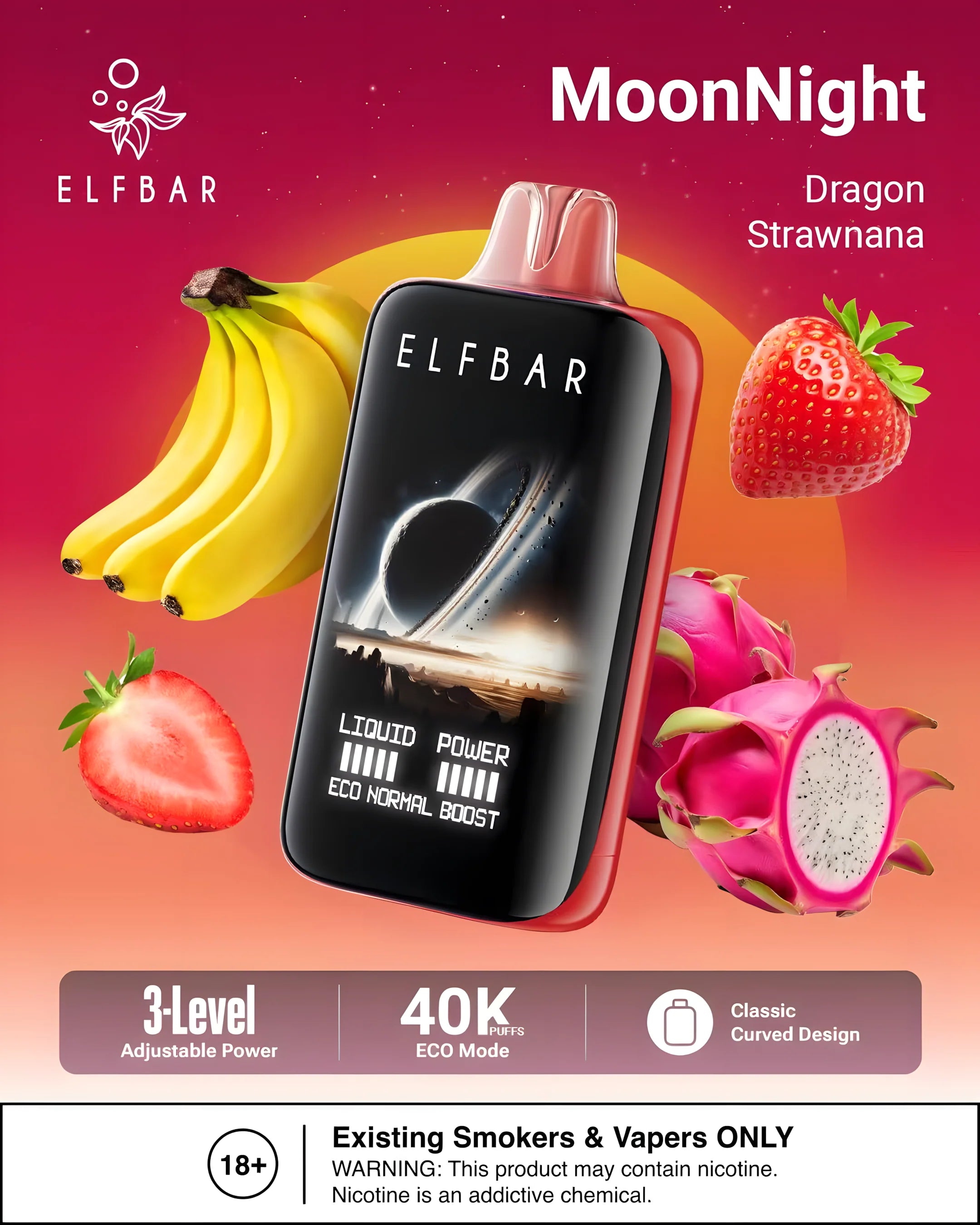 ELF BAR MOON NIGHT 40000 Dragon Strawnana 5% - product photo