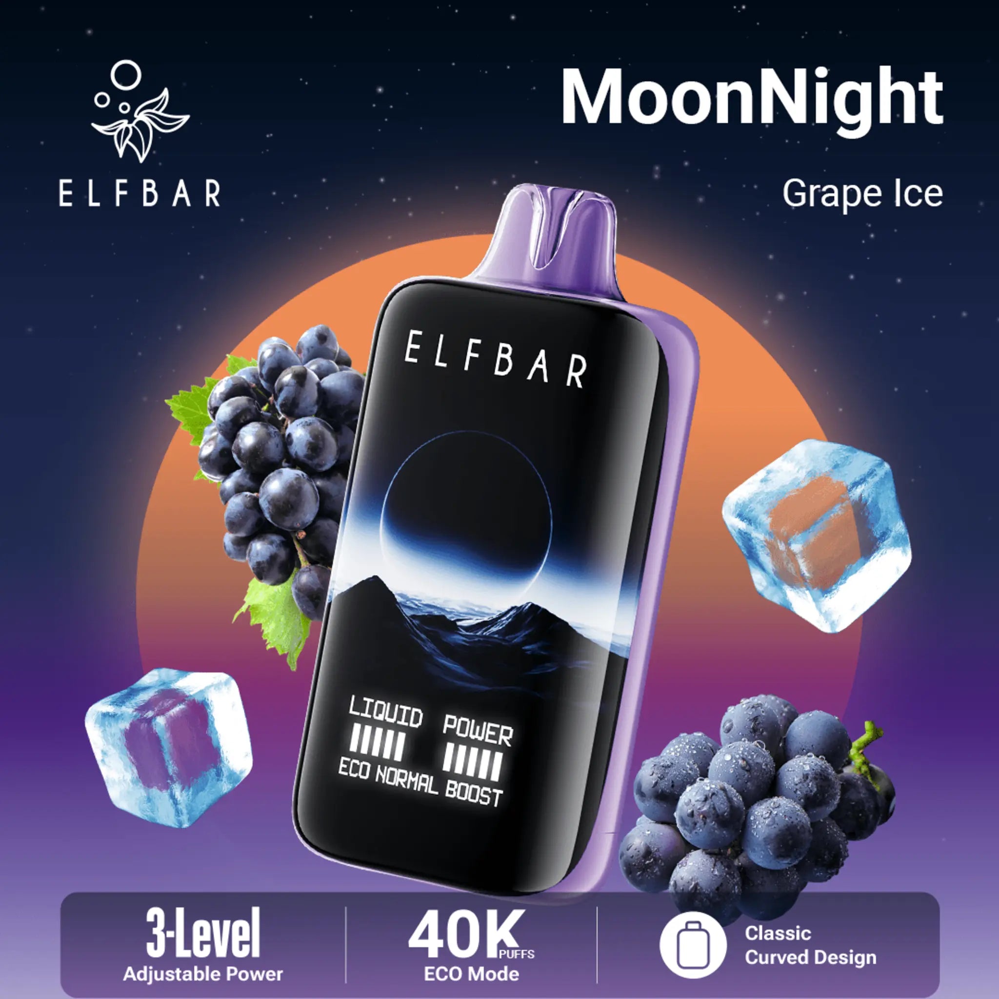 ELF BAR MOON NIGHT 40000 Grape Ice 5% Nicotine