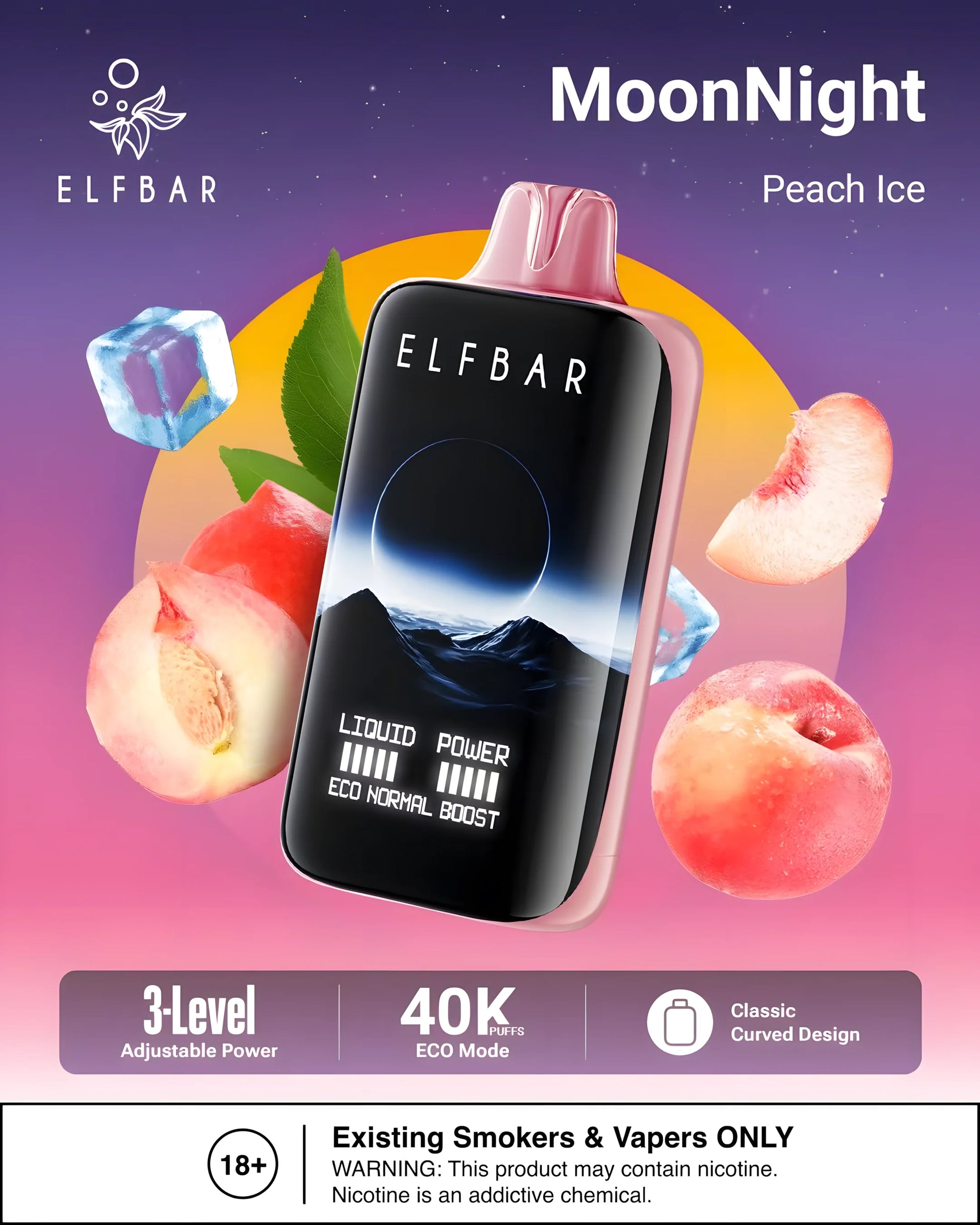 ELF BAR MOON NIGHT 40000 Peach Ice 5% - product photo