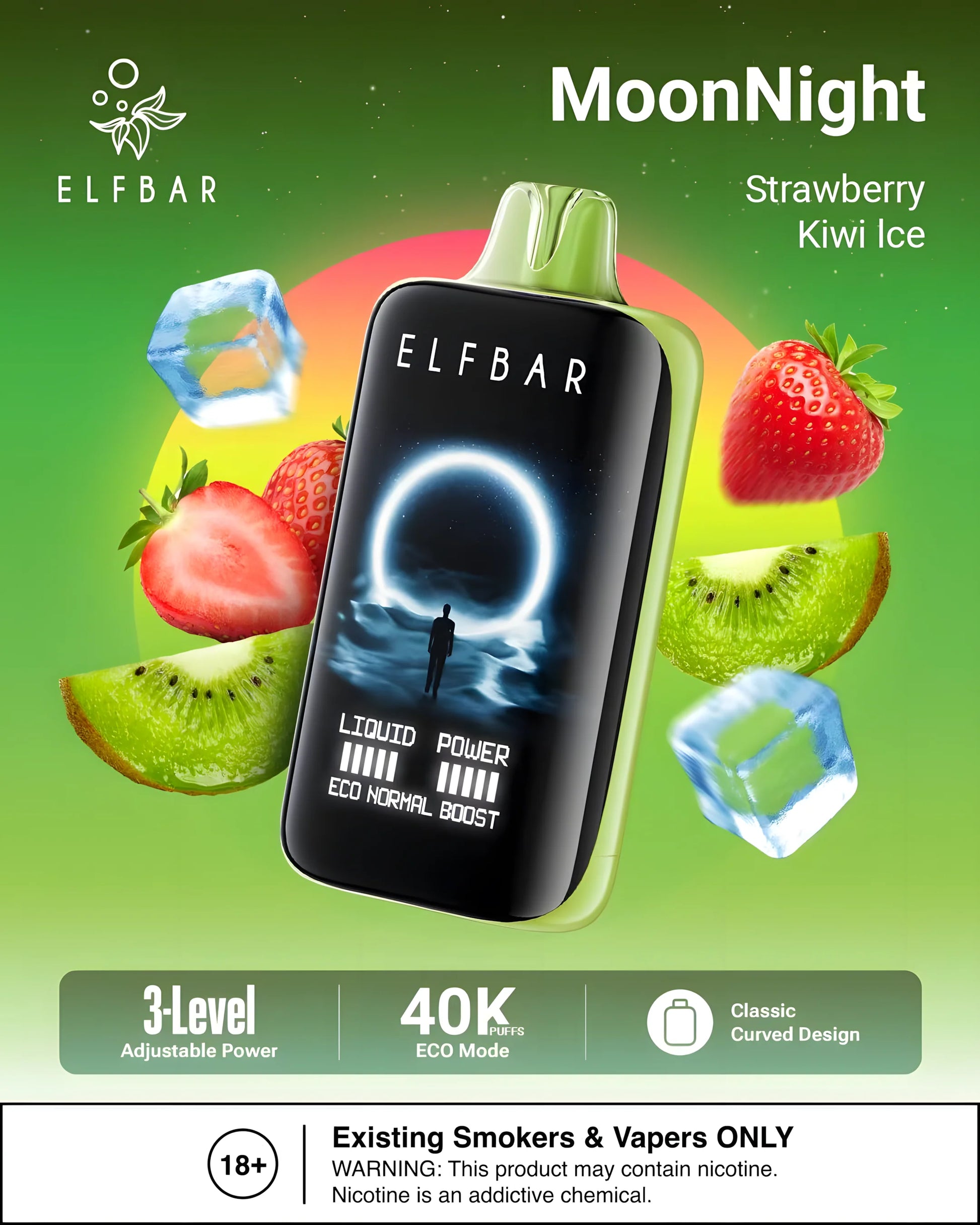 ELF BAR MOON NIGHT 40000 Strawberry Kiwi Ice 5% - product photo