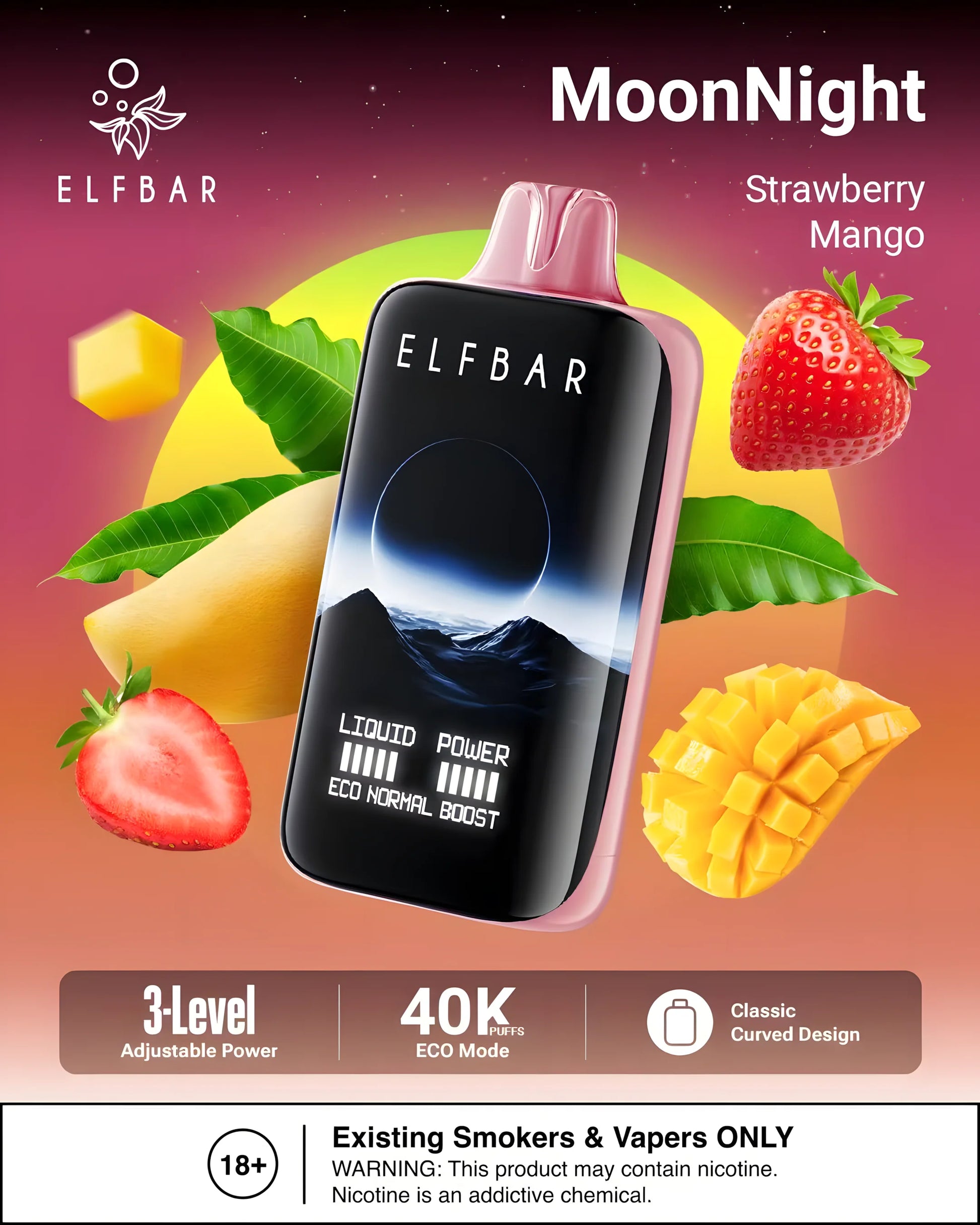 ELF BAR MOON NIGHT 40000 Strawberry Mango 5% - product photo