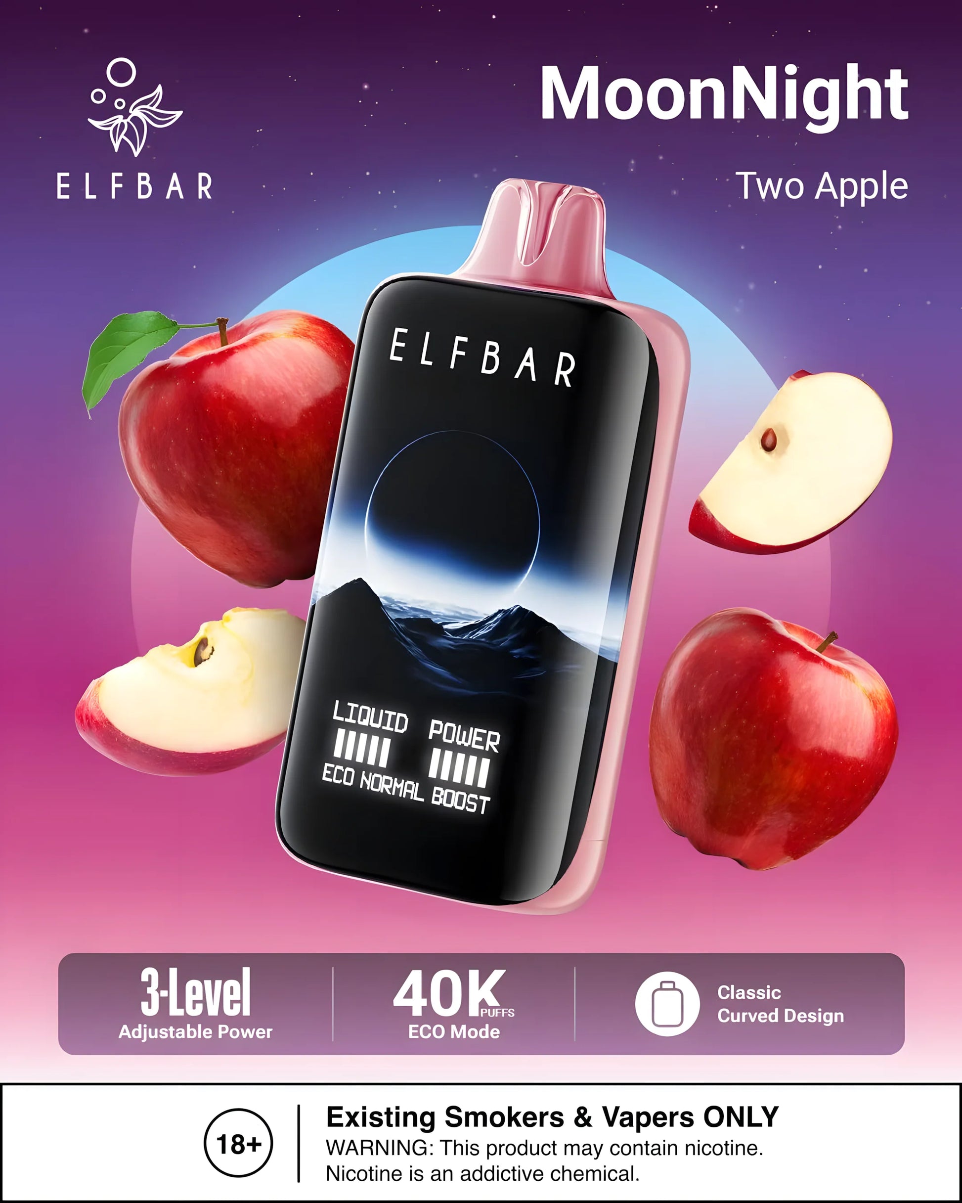 ELF BAR MOON NIGHT 40000 Two Apple 5% - product photo
