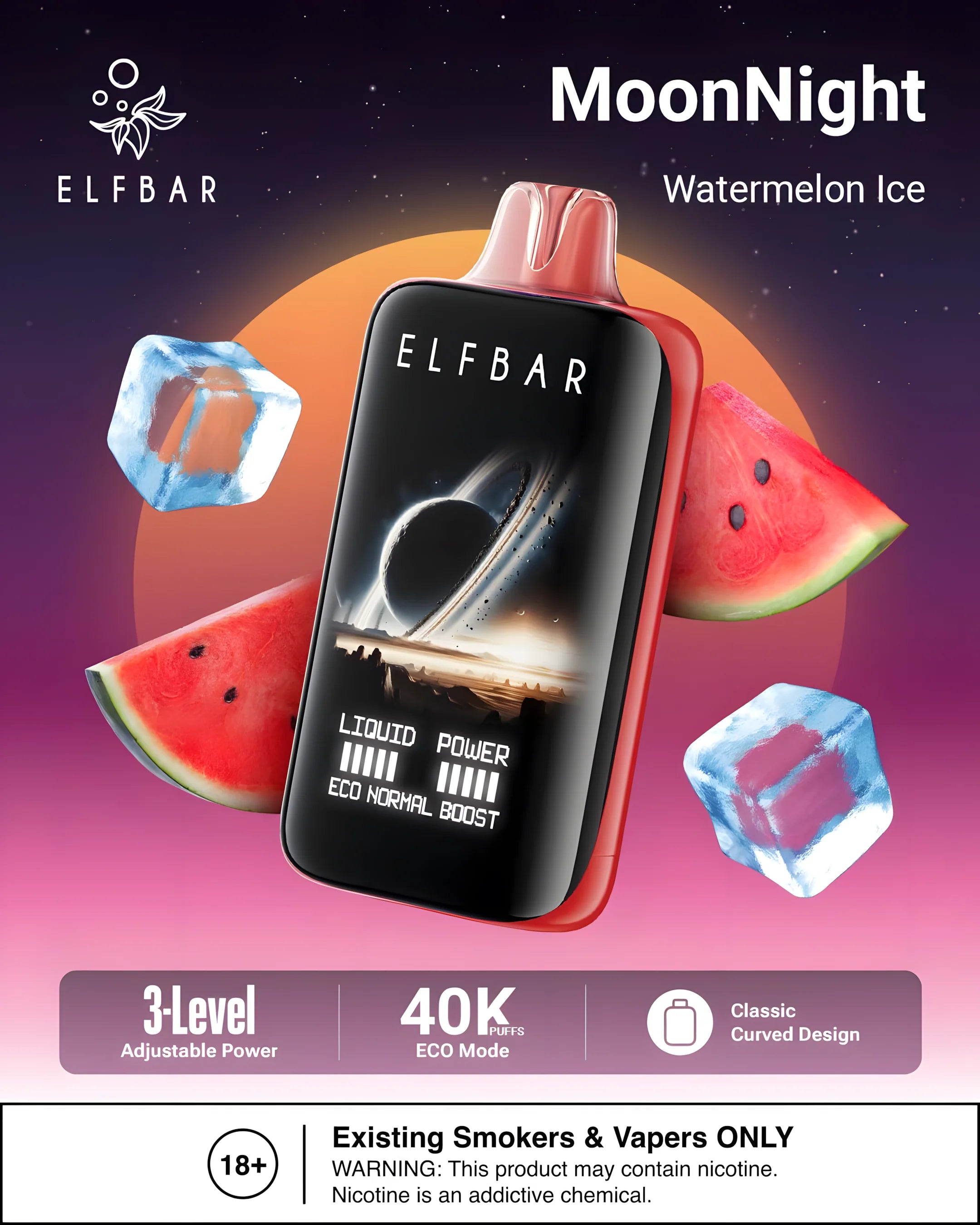 ELF BAR MOON NIGHT 40000 Watermelon Ice 5% - product photo