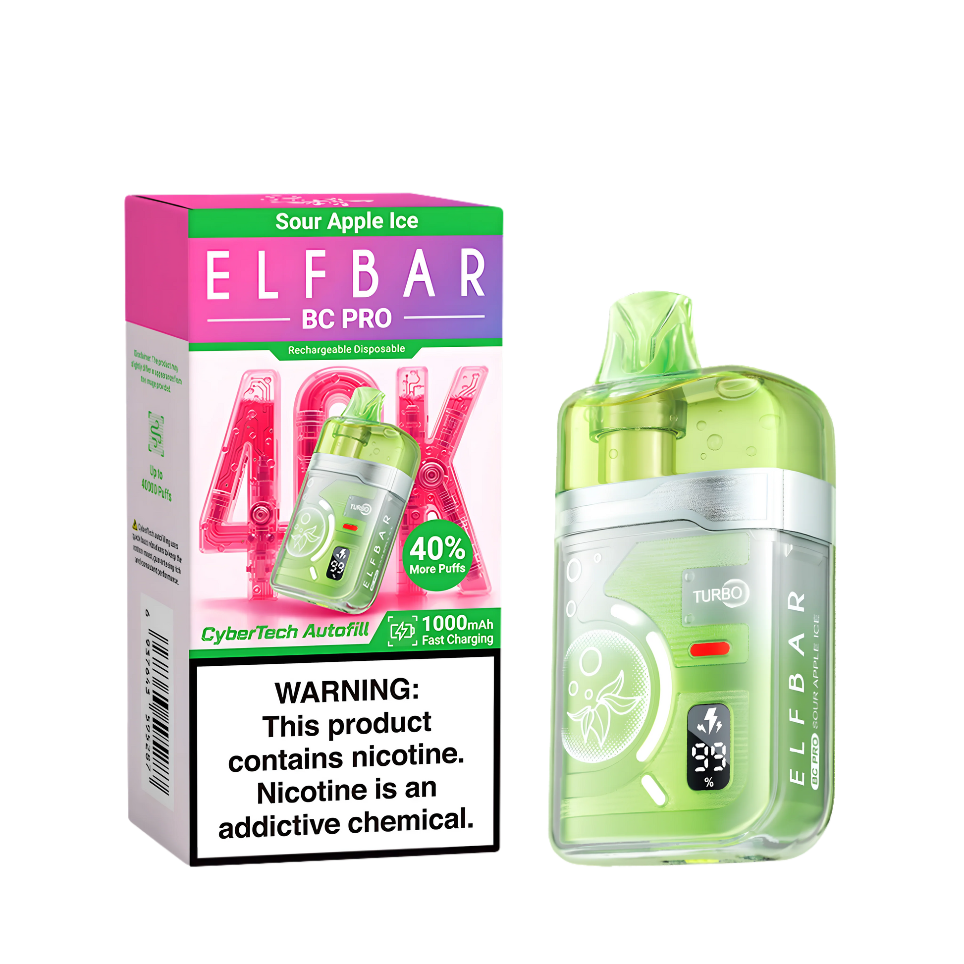 Elf Bar BC40000 Pro Sour Apple Ice 5% - product photo