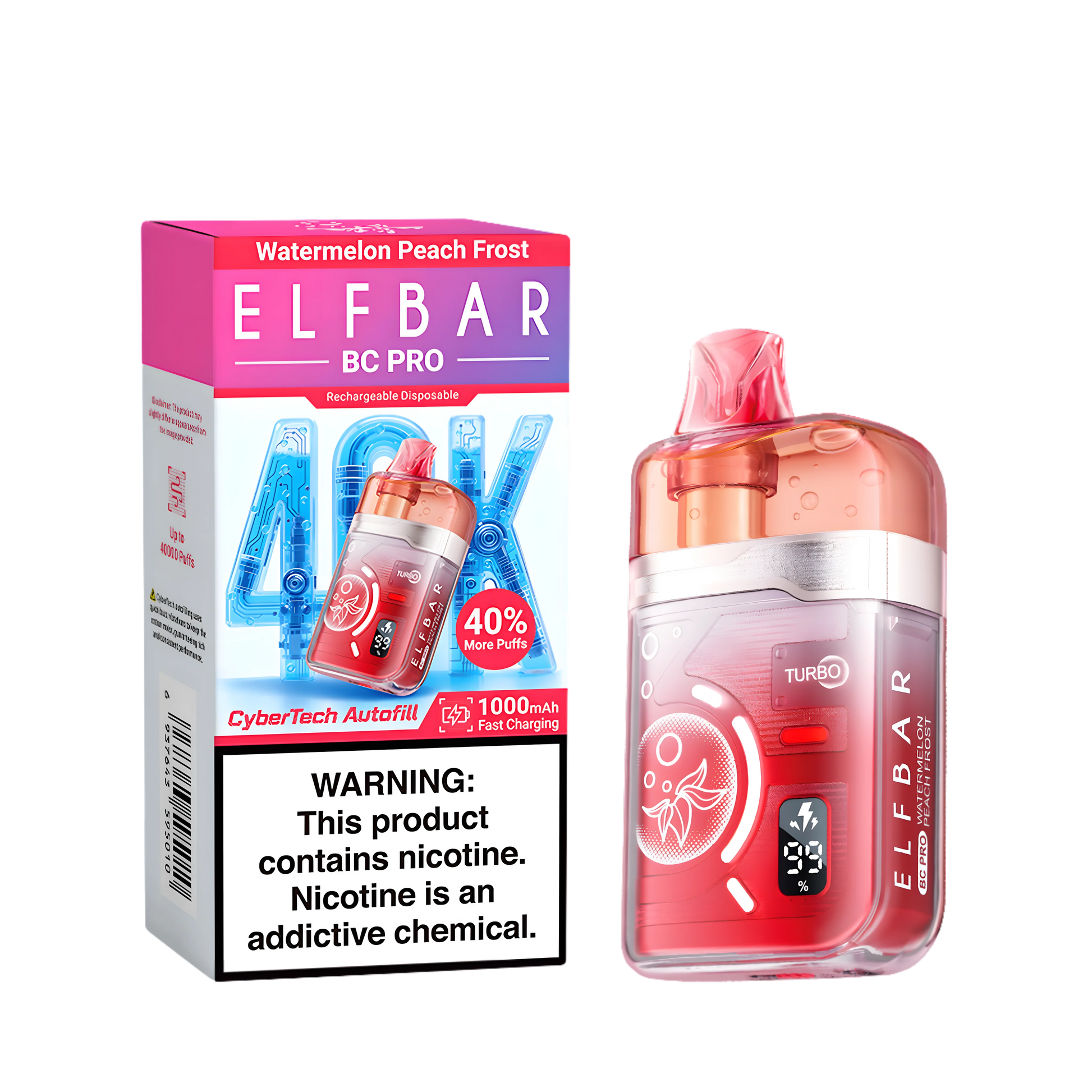 Elf Bar BC40000 Pro Watermelon Peach Frost 5% - product photo