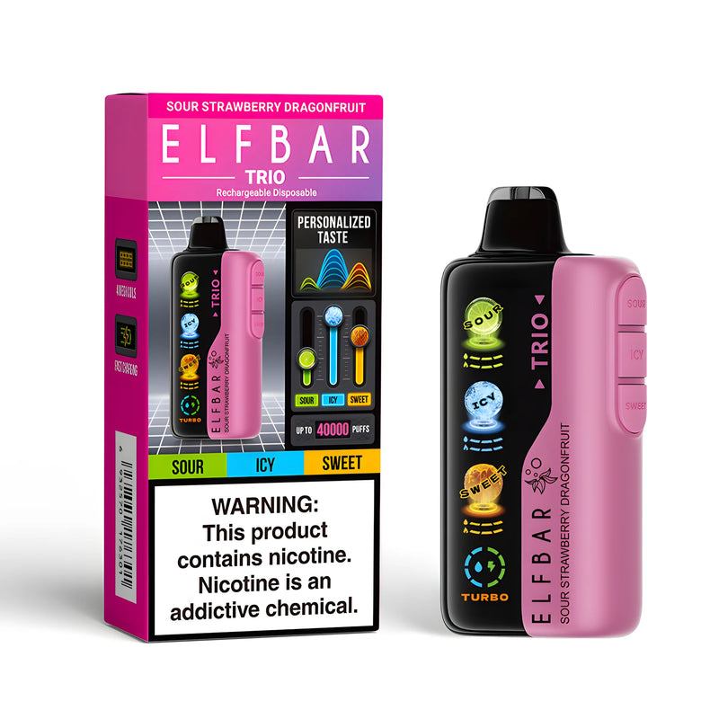 ELF BAR Trio 40000 Sour Strawberry Dragonfruit 5% nicotine - packaging (small box)