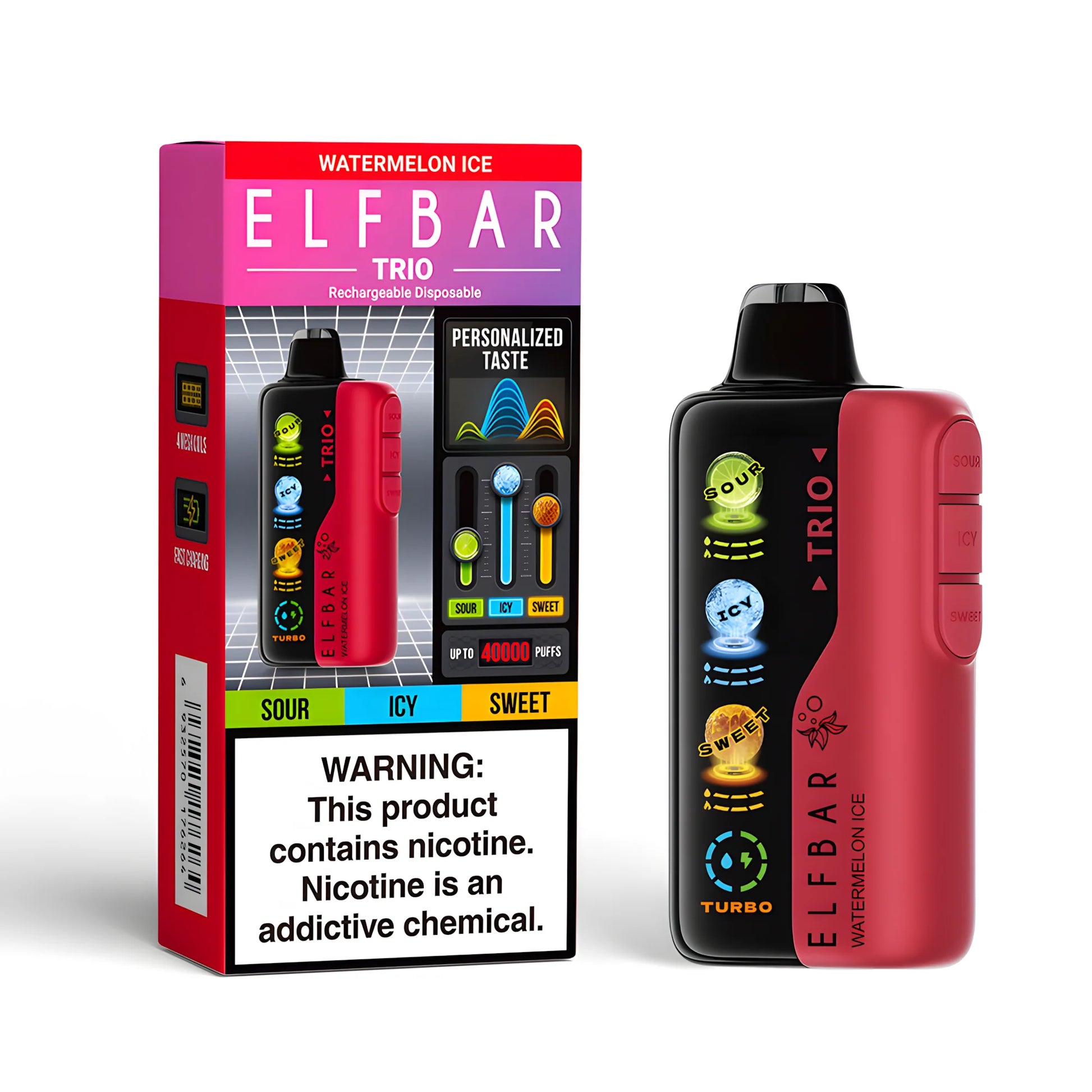 elf bar vape watermelon ice ELF BAR Trio 40000 Watermelon Ice | 5% Nicotine