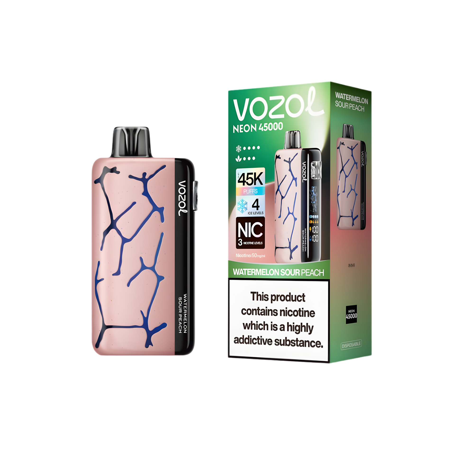 vozol-neon-45000-watermelon-sour-peach-product photo